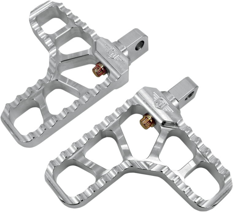 Joker Machine - Adjustable Serrated Footpegs - With Heel -  Clear - Adjustable Serrated Billet Footpegs - 08-62-1