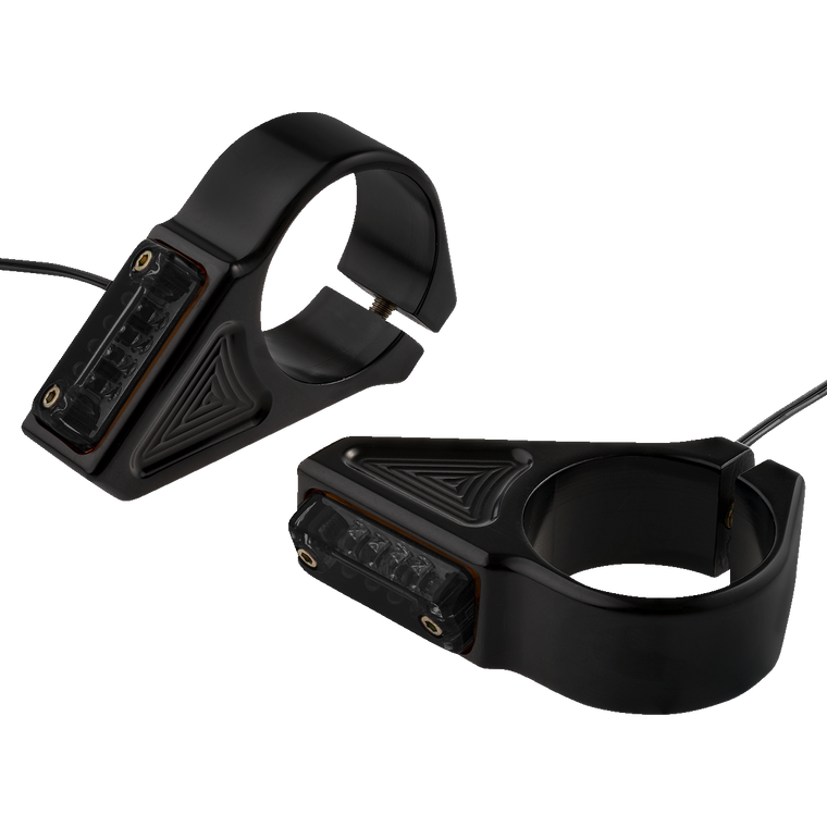 Joker Machine - Turn Signal - 39 mm - Amber - Black - Fork Mount Turn Signals - 05-303-1