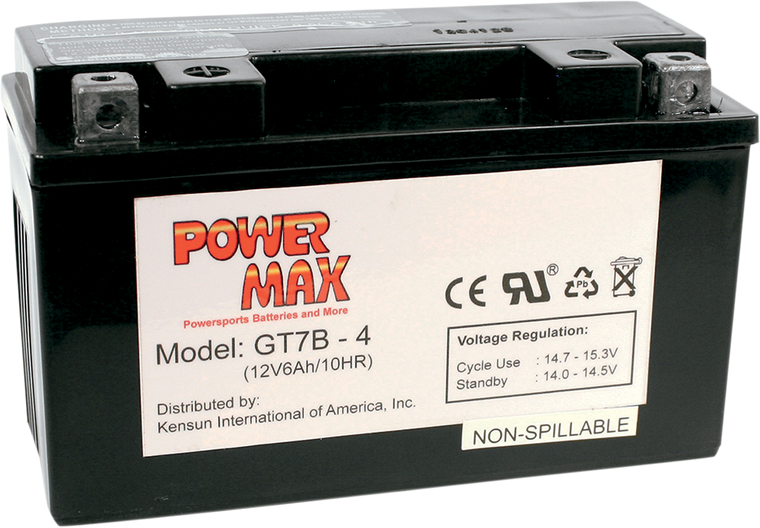 Power Max - Battery - YT7B-BS - Maintenance-Free Battery - GT7B-4