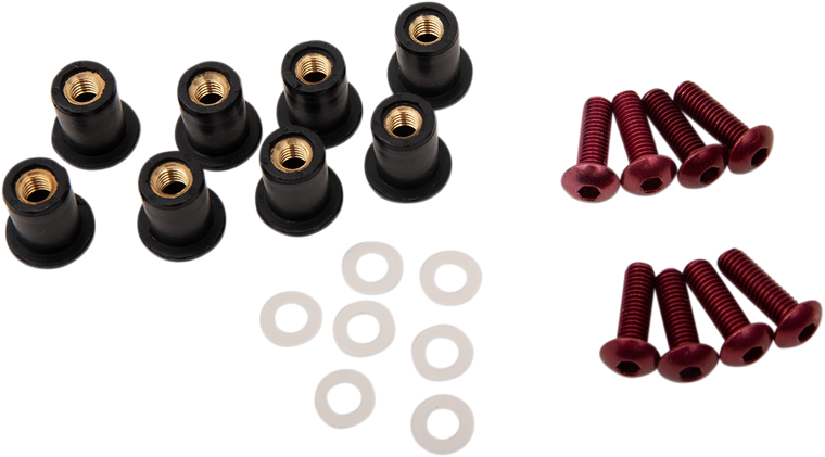 Puig - Windscreen Screw Kit - Red - Windscreen Screw Kit - 0957R