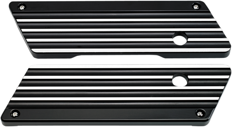 Joker Machine - Finned Saddlebag Latch Covers - Black - Finned Saddlebag Latch Covers - 04-50-1B