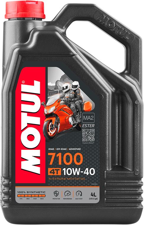 Motul - 7100 4T Synthetic Oil - 10W-40 - 4L - 7100 Synthetic 4T Engine Oil - 104092