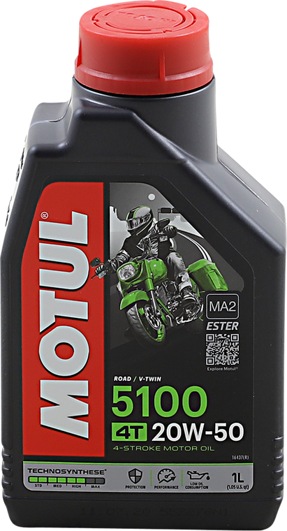 Motul - 5100 4T Synthetic Blend Oil  - 20W-50 - 1L - 5100 Synthetic Blend 4T Engine Oil - 109944