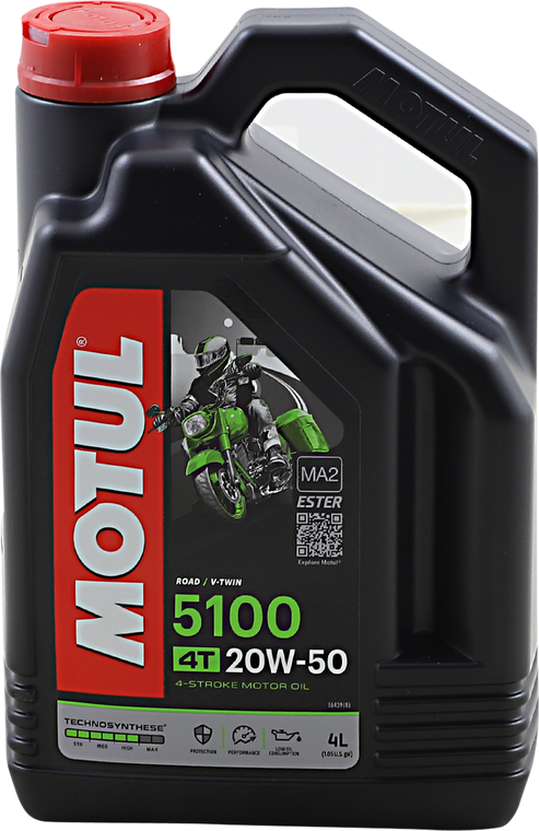 Motul - 5100 4T Synthetic Blend Oil  - 20W-50 - 4L - 5100 Synthetic Blend 4T Engine Oil - 109945