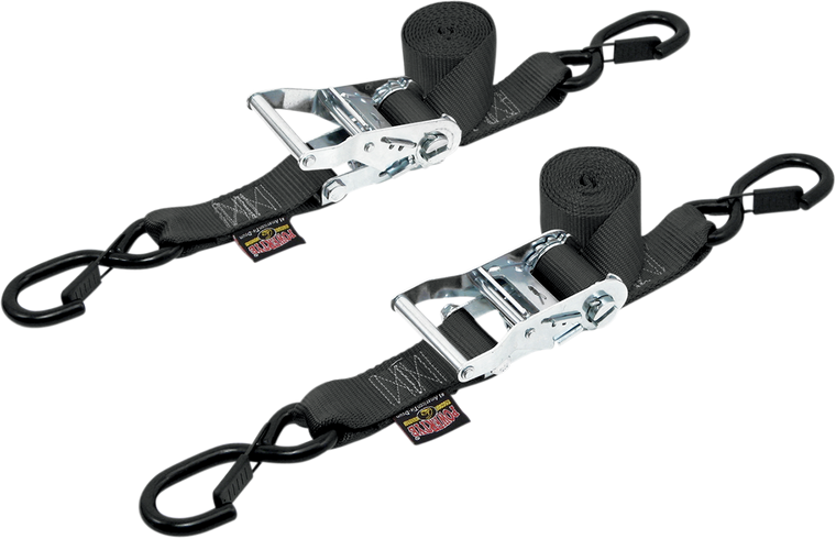 Powertye Mfg. - Ratchet Tie-Downs - 1-1/2" x 6-1/2' - Black - 1-1/2" Ratchet with Safety Latch Hooks - 30572-S