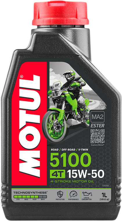 Motul - 5100 4T Synthetic Blend Oil  - 15W-50 - 1L - 5100 Synthetic Blend 4T Engine Oil - 104080 Motul - 5100 4T Synthetic Blend Oil  - 15W-50 - 1L - 5100 Synthetic Blend 4T Engine Oil - 104080