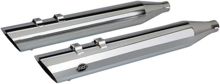 S&s Cycle - Slash Cut Slip-On Mufflers - Chrome - Slash Cut Slip-On Mufflers - 550-0695