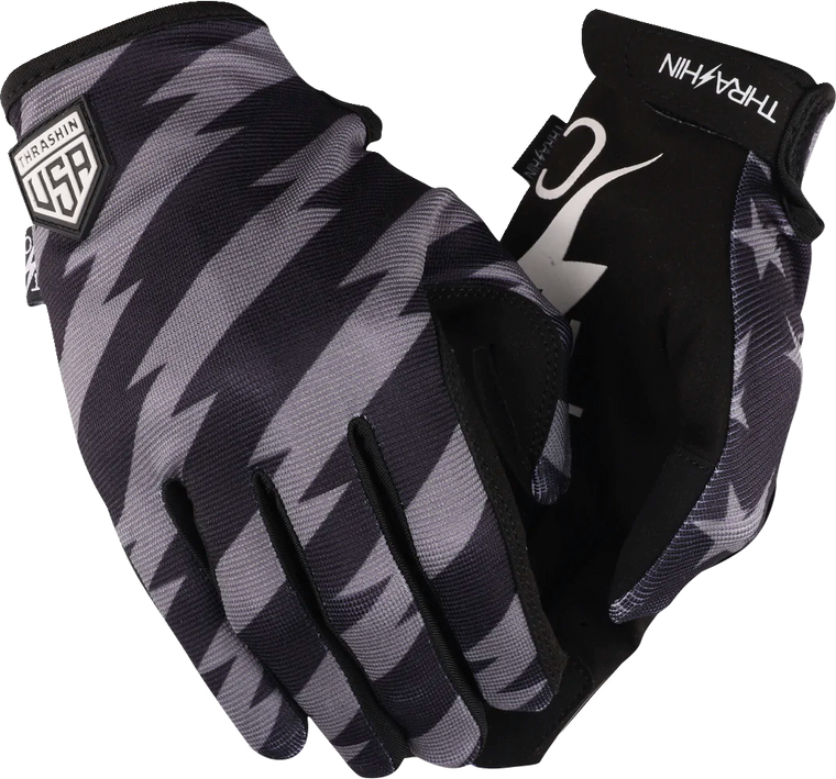 Thrashin - Stars & Bolts Stealth Gloves - Black/Gray - XL - Stars & Bolts Stealth Gloves - SV1-13-11