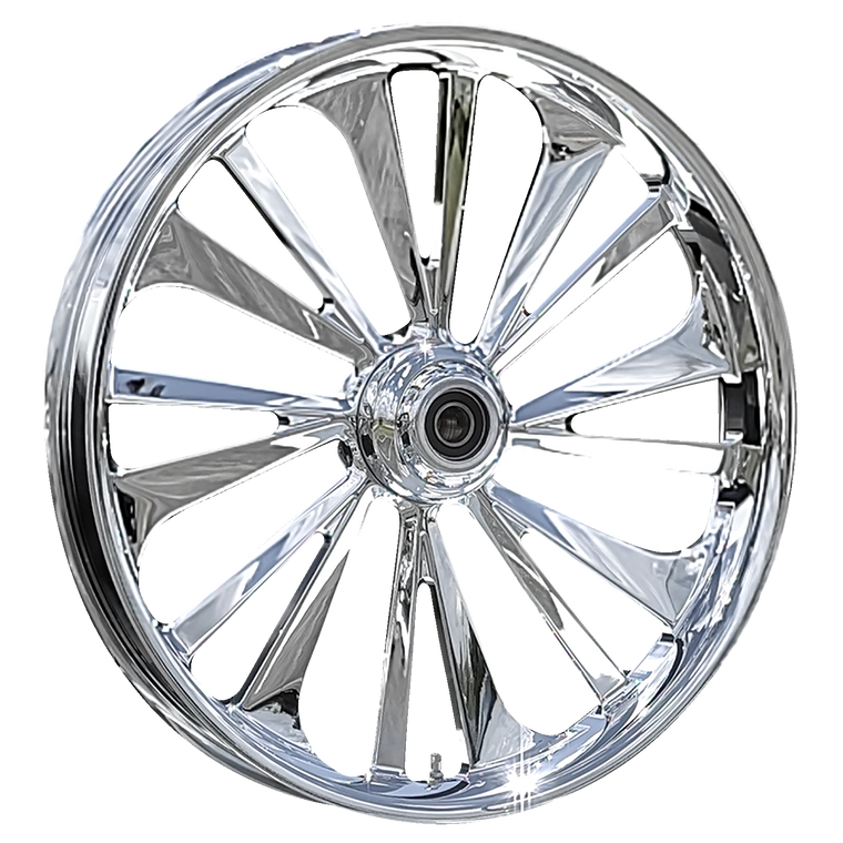 Rc Component - Wheel - Dillinger - Front - Single Disc w/ABS - Chrome - 21"x3.50" - FLH - Dillinger Wheel - 213HD032A21138C