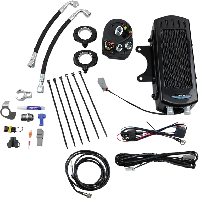 Ultracool - Side Mount Oil Cooler Kit - Black - Dyna - 3.0 Side Mount Oil Cooler with Fan Kit for Dyna - SMD-1G
