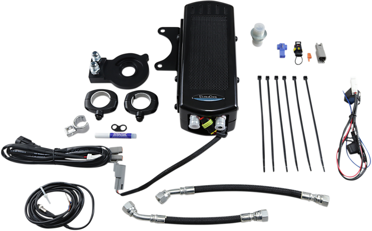 Ultracool - Side Mount Oil Cooler Kit - Gloss Black - Sportster - 3.0 Side Mount Oil Cooler with Fan Kit for Sportster - SMSP-2G Ultracool - Side Mount Oil Cooler Kit - Gloss Black - Sportster - 3.0 Side Mount Oil Cooler with Fan Kit for Sportster - SMSP-2G