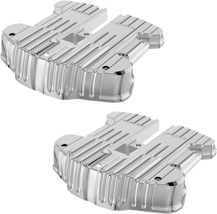 Rough Crafts - Chrome Rocker Box Cover - Grooved - Rocker Box Covers - RC-610-001