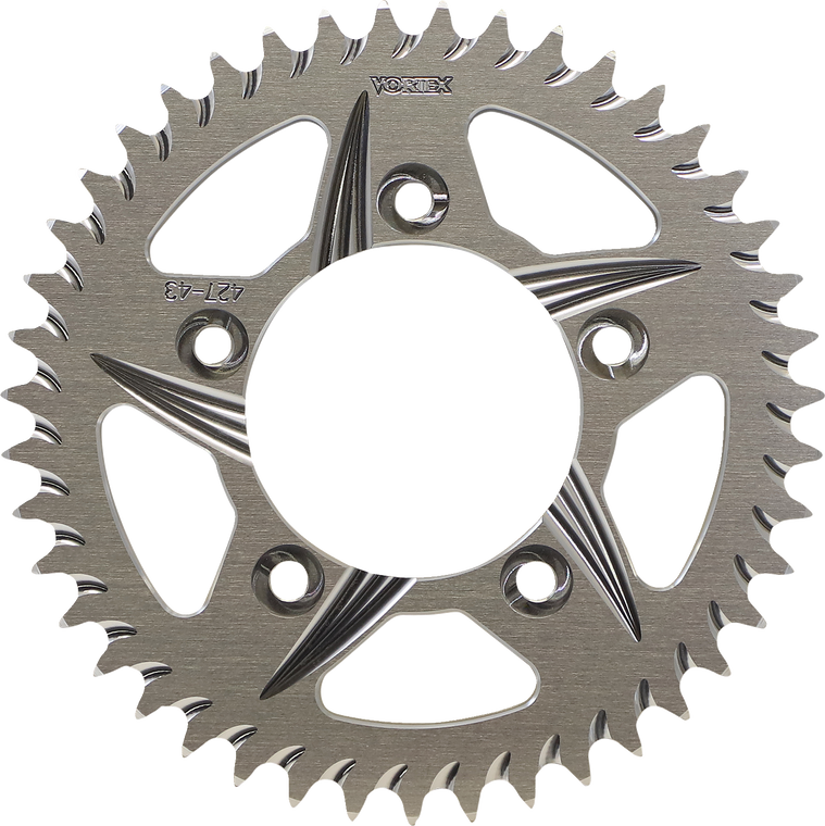 Vortex - Aluminum Sprocket - Silver - Rear - 43 Tooth - Aluminum Rear Sprocket - 427-43 Vortex - Aluminum Sprocket - Silver - Rear - 43 Tooth - Aluminum Rear Sprocket - 427-43