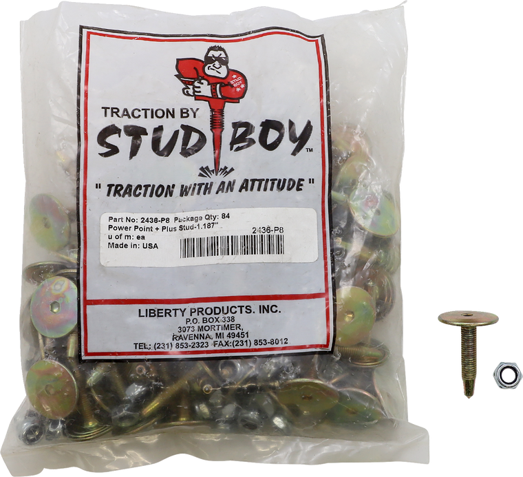 Stud Boy - Studs with Locknuts - 1.187" - 84 Pack - Power Point +Plus Studs - 2436-P8