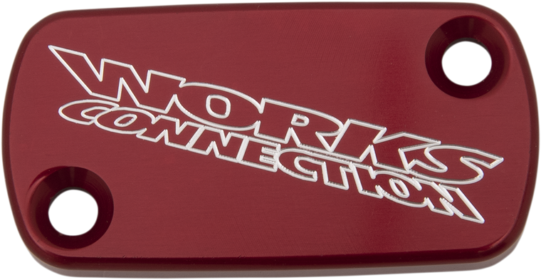 Works Connection - Brake Cover - Billet - Red - Anodized Billet Aluminum Front Brake Reservoir Covers - 21-006
