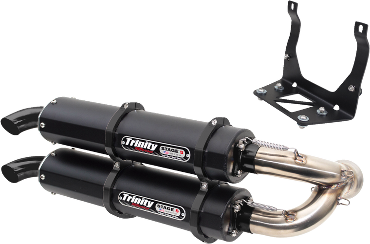 Trinity Racing - Stage 5 Slip-On Dual Muffler - Cerakote Black - Stage 5 Dual Slip-On Muffler - TR-4160S-C2