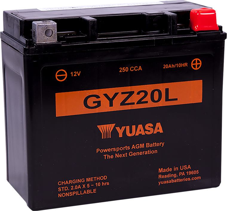 Yuasa - AGM Battery - GYZ20L - GYZ Factory-Activated AGM Maintenance-Free Battery - YUAM720GZ Yuasa - AGM Battery - GYZ20L - GYZ Factory-Activated AGM Maintenance-Free Battery - YUAM720GZ