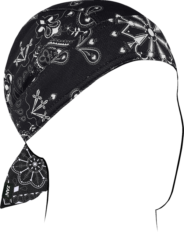 Zan Headgear - Flydanna Micro-Mesh Polyester Headwrap - Black Paisley - Flydanna Micro-Mesh Polyester Headwrap - ZM001