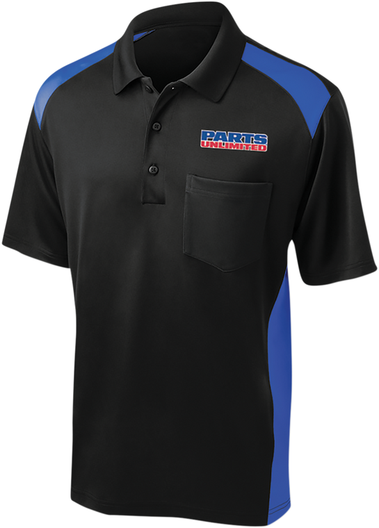 Throttle Threads - Parts Unlimited Polo Shirt - Black/Blue - XL - Parts Unlimited Polo Shirt - PSU36CS416BRBXL
