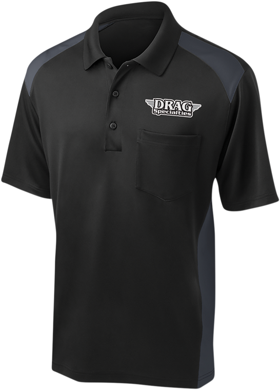Throttle Threads - Drag Specialties Polo Shirt - Black/Charcoal - 2XL - Drag Specialties Polo Shirt - DRG30CS416BCH2X