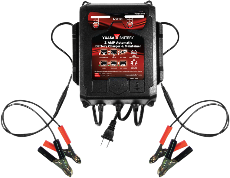Yuasa - Battery Charger - 2 A - 6/12 V - Dual-Bank Battery Charger and Maintainer - YUA2AMPCH