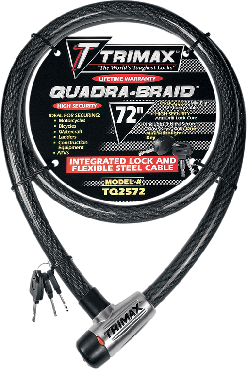 Trimax - Quad Braid Lock - 72" - Multi-Use Cable Lock - TQ2572 Trimax - Quad Braid Lock - 72" - Multi-Use Cable Lock - TQ2572