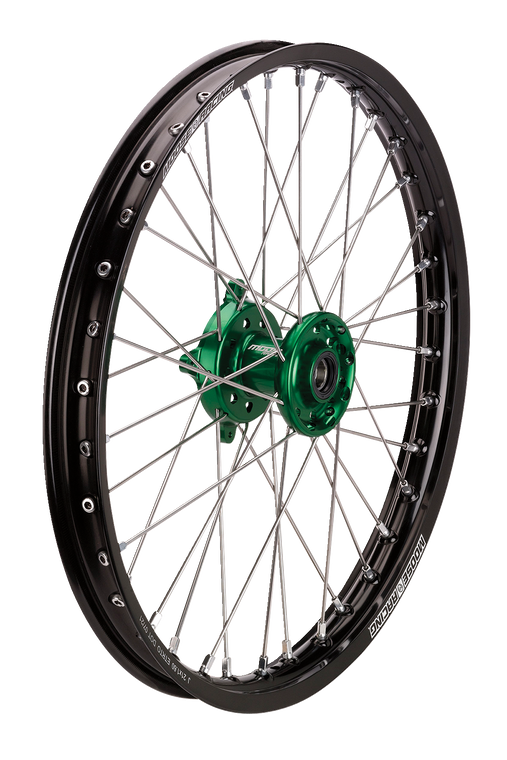 Moose Racing - SX-1 Complete Wheel - Front - Black Wheel/Green Hub - 21"x1.60" - Kawasaki - SX-1 Complete Wheels - KFN-16021-BKGN