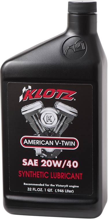 Klotz Oil - V Twin Synthetic Oil - 20W-40 - 1 U.S. quart - American V-Twin Synthetic Engine Oil - KV-2040
