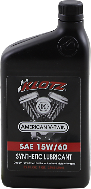 Klotz Oil - V-Twin Synthetic Oil - 15W-60 - 1 U.S. quart - V-Twin Synthetic TechniPlate 4-Stroke Engine Oil - KV-1560 Klotz Oil - V-Twin Synthetic Oil - 15W-60 - 1 U.S. quart - V-Twin Synthetic TechniPlate 4-Stroke Engine Oil - KV-1560