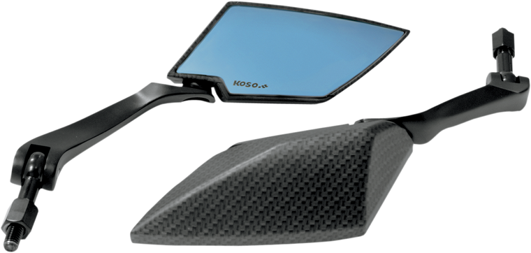 Koso - Blue Lens Mirror - Carbon Fiber/Black - TT-Style Mirrors - OA016CK6