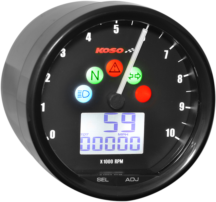 Koso - TNT-02 Multi-Function Speedometer/Tachometer - 2.69" Diameter x 1.51" Depth - TNT-02 Multi-Function Meter - BA058100-HD
