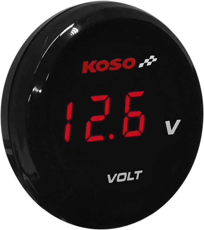 Koso - I-Gear Volt Meter - Red Digits - 1.57" Diameter x 0.43" D - I-Gear Volt Meter - BA067R00