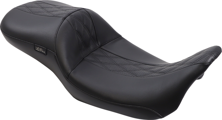 Le Pera - Maverick Daddy Long Legs Seat - Black W/Black HR Inlay Double Diamond - FLH - Maverick Daddy Long Legs Seat - LK-957DLHR2 Le Pera - Maverick Daddy Long Legs Seat - Black W/Black HR Inlay Double Diamond - FLH - Maverick Daddy Long Legs Seat - LK-957DLHR2