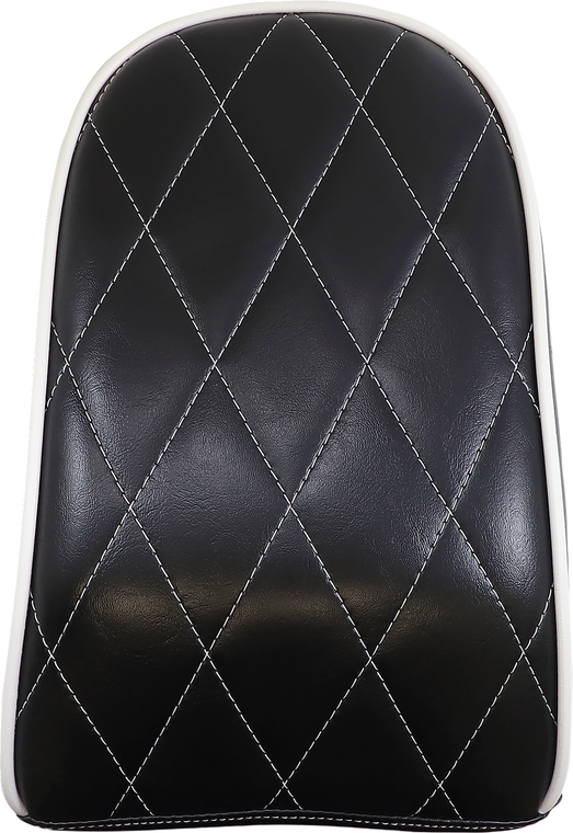 Le Pera - Bare Bones Pillion Pad - Diamond - Black w/ White Stitch - FL/FX '18-'22 - Bare Bones Series Pillion Pad  White Diamond Stitch/Piping - LYB-007PDMWTP