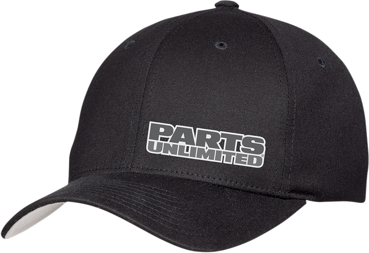 Throttle Threads - Parts Unlimited Curved Bill Hat - Black - Small/Medium - Fitted Curved Bill Hat - PSU29H51BKSM