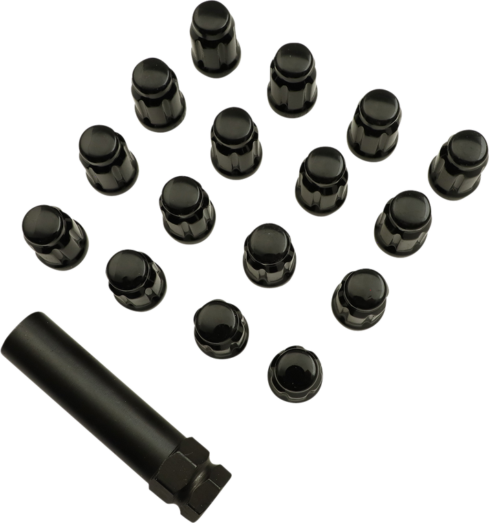 Moose Utility - Lug Nut - Splined - 12 mm x 1.50 - Black - 16 Pack - Splined Lug Nut - SPMO3807BL4
