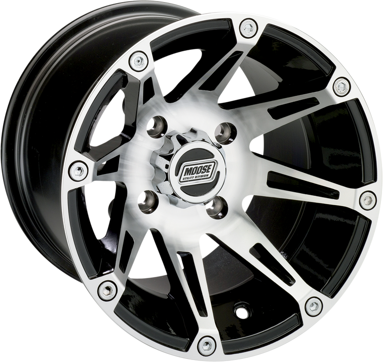 Moose Utility - Wheel - 387X - Rear - Machined Black - 14x8 - 4/110 - 4+4 - 387X Wheel - 387ML148110BW4