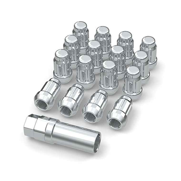 Bullite Wheels & Accessories - Lug Nut Set Chrome With Key & Valve Stem 3/8"-24 (16pcs) - LKTE3802402
