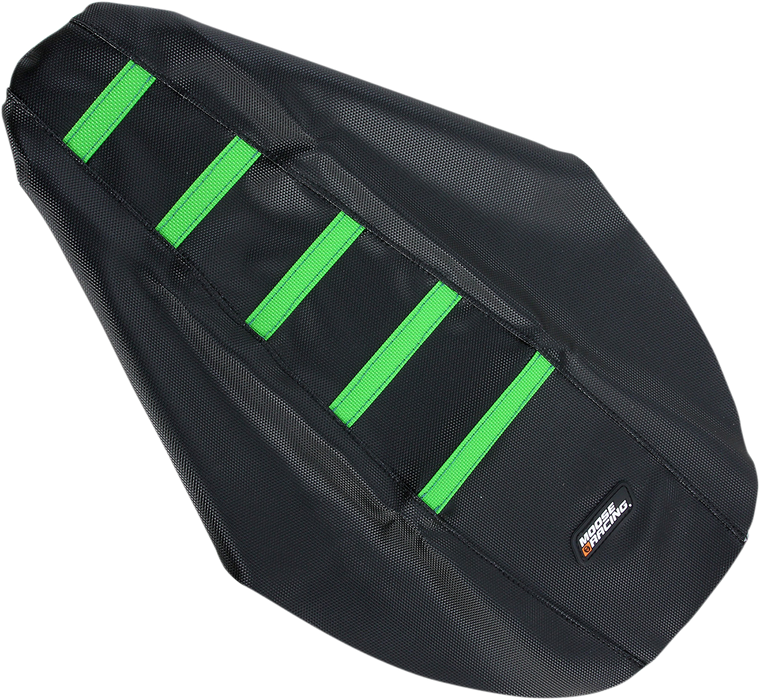 Moose Racing - Ribbed Seat Cover - Black Cover/Green Ribs - Kawasaki - Ribbed Seat Cover - KX8091-334RT