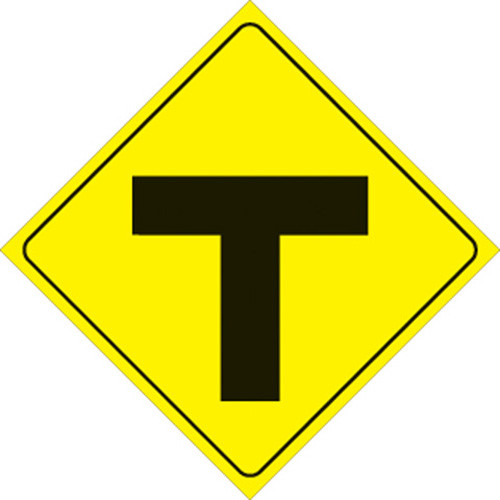 Voss Signs - Yellow Plastic Reflective Sign 12" - T-intersection - 436 T YR