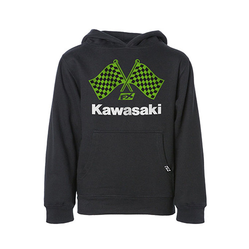 Factory Effex - Kawasaki Finish Line Youth Pullover Hoodie / Black (m) - 23-88122