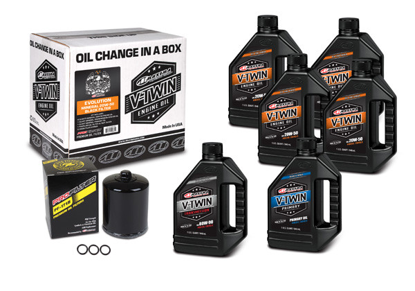 Maxima - V-twin Oil Change Kit Mineral W/ Black Filter, Evolution - 90-069016PB