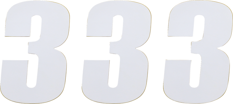 Moose Racing - Race Number 3 - White - 4.5" - Vinyl Race Numbers - 80003