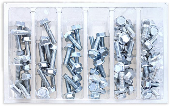 Bolt - M6 10mm Hex Flange Bolt Assortment 80 Piece Kit - SV-M6HEX10