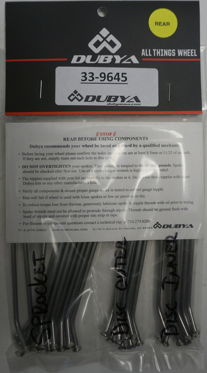 Bulldog - Rear Spoke Kit 12" - 33-9645 Bulldog - Rear Spoke Kit 12" - 33-9645