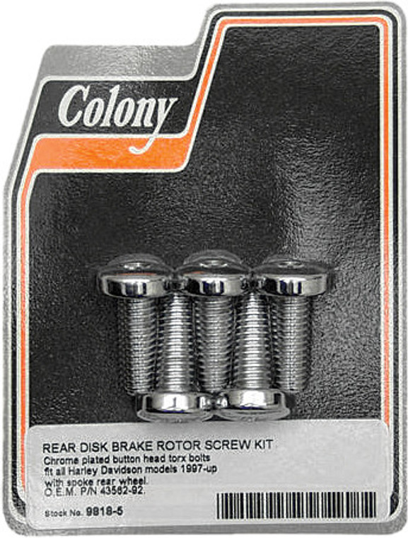Colony Machine - Brake Rotor Hardware Rear Torx Screw Kit - 9818-5 Colony Machine - Brake Rotor Hardware Rear Torx Screw Kit - 9818-5