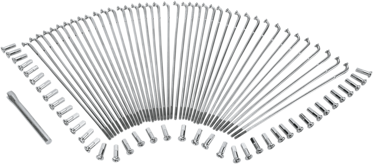 Drag Specialties - Spoke Set - Drop Center - Front - Stainless Steel - 19" - Chrome and Stainless Steel Spoke Set - 16-0503SS