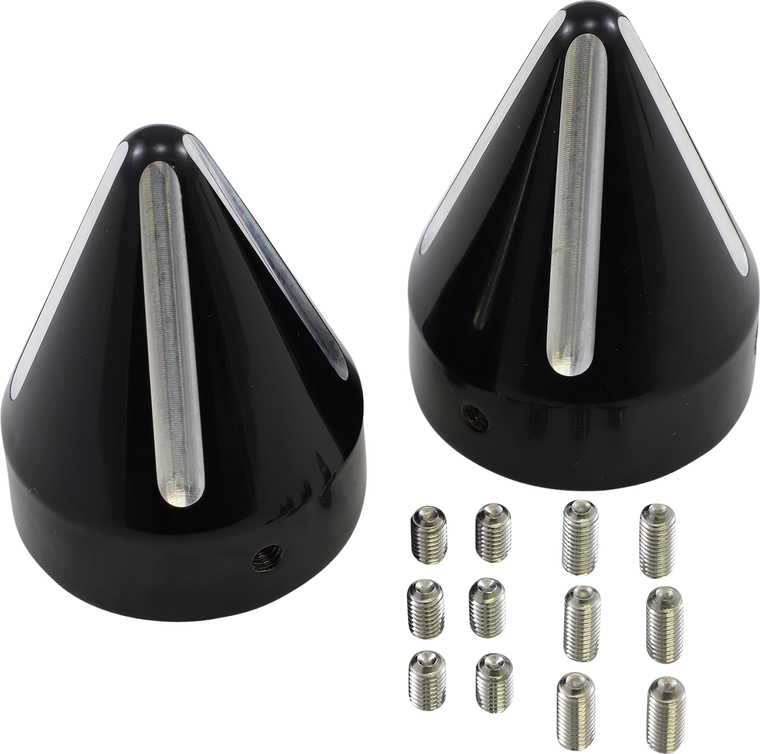 La Choppers - Axle Caps - Black Cut - Spike - Axle Cap - LA-7813-00B