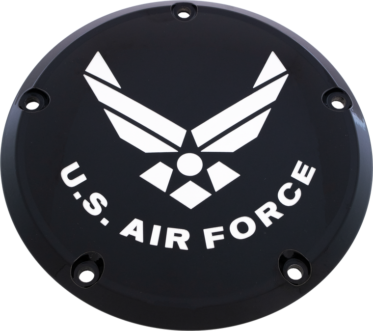 Custom Engraving - 7  M8 Flt/flh Derby Cover Air Force Black - AIRF04-46BG