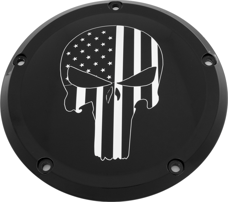Custom Engraving - 7  M8 Flt/flh Derby Cover Punisher Black - PATR22-46BG